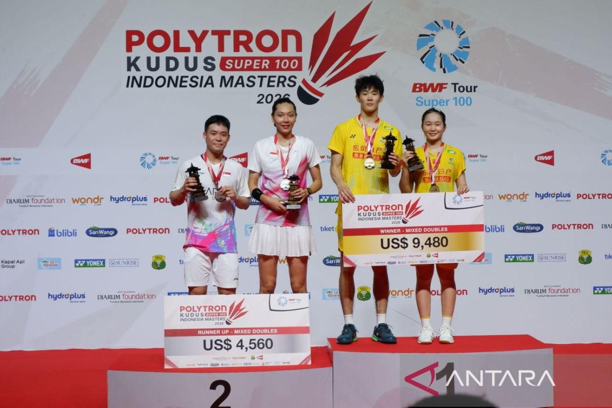 Aksi pasangan Li Hong Yi dan Huang Ke Xin di Indonesia Masters 2026